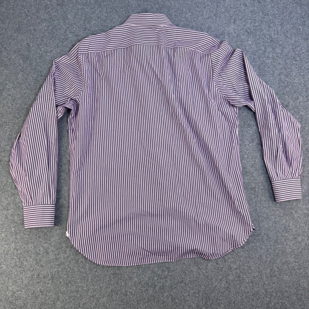 Isaia Napoli Mens Purple Multi Stripe Long Sleeve Button Down Shirt Italy 16.5 - Picture 2 of 7